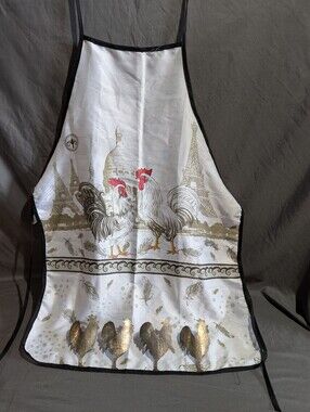 Rooster Lot Apron And 4 Napkin Rings Hand Crafted Hammered Metal